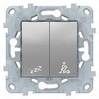 Выключатель 2-клавишный кнопочный UNICA NEW, скрытый монтаж, алюминий | код. NU521730 | Schneider Electric